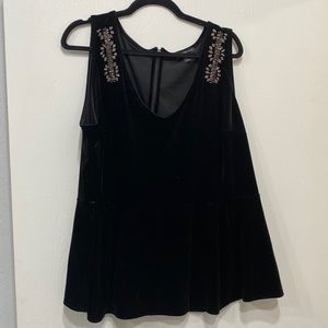 Black velvet peplum shirt